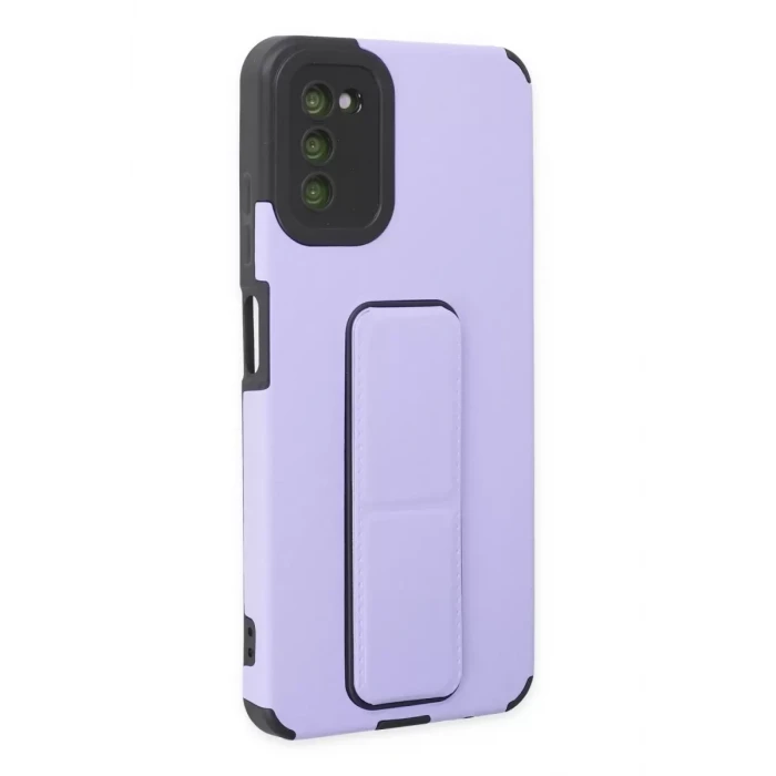 Newface Samsung Galaxy A03S Kılıf Mega Standlı Silikon - Lila