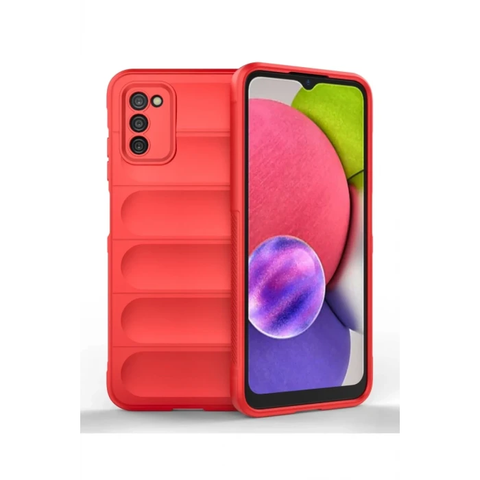 Newface Samsung Galaxy A03S Kılıf Optimum Silikon - Kırmızı