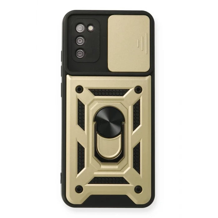 Newface Samsung Galaxy A03S Kılıf Pars Lens Yüzüklü Silikon - Gold