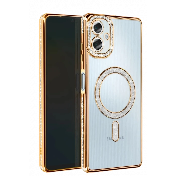 Newface Samsung Galaxy A06 Joke Simli Magneticsafe Kılıf - Gold