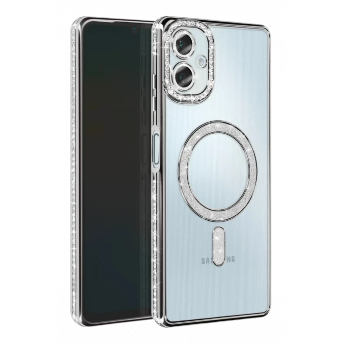 Newface Samsung Galaxy A06 Joke Simli Magneticsafe Kılıf - Gümüş