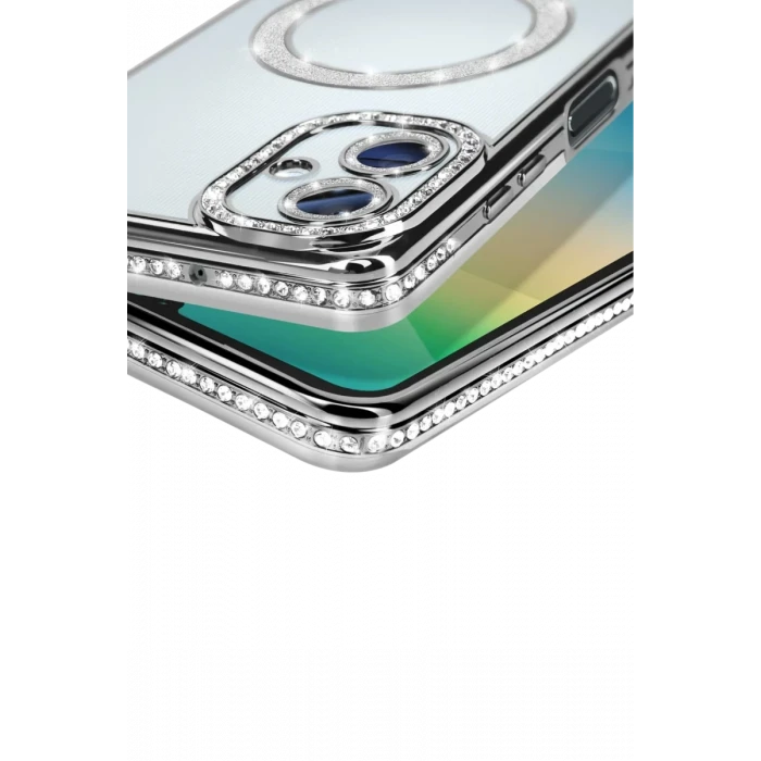 Newface Samsung Galaxy A06 Joke Simli Magneticsafe Kılıf - Gümüş