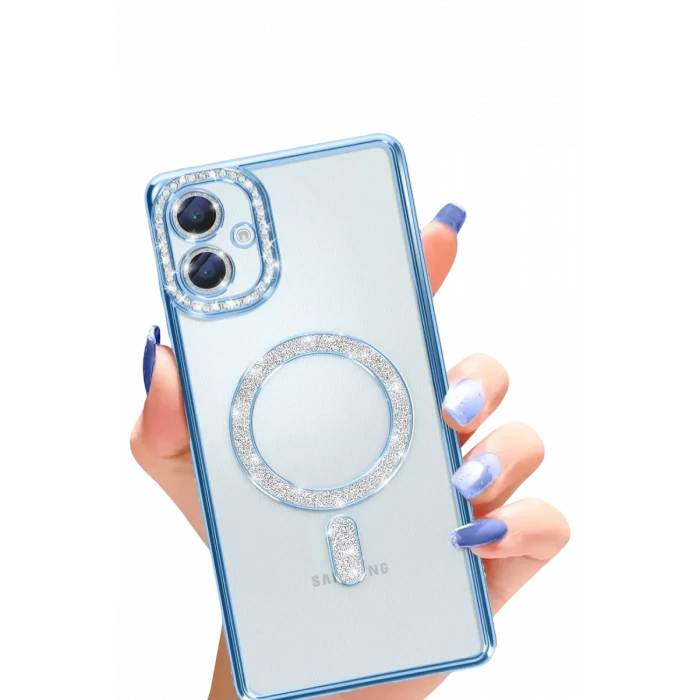 Newface Samsung Galaxy A06 Joke Simli Magneticsafe Kılıf - Mavi