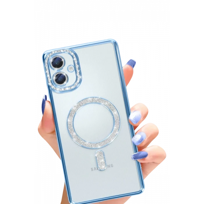 Newface Samsung Galaxy A06 Joke Simli Magneticsafe Kılıf - Mavi
