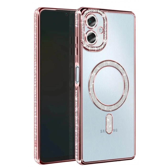 Newface Samsung Galaxy A06 Joke Simli Magneticsafe Kılıf - Pembe