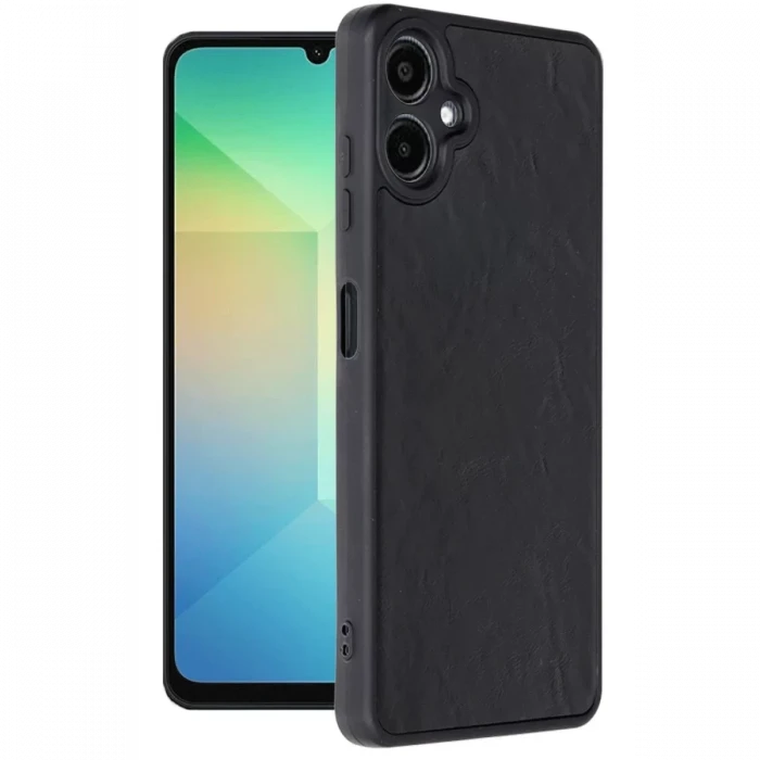 Newface Samsung Galaxy A06 Kılıf Aras Deri Kapak - Siyah