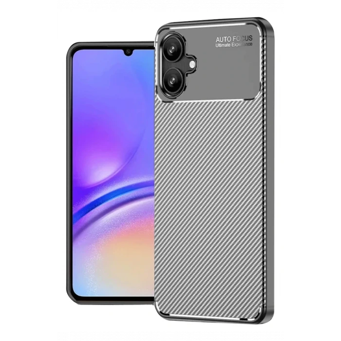 Newface Samsung Galaxy A06 Kılıf Auto Focus Karbon Kapak - Gri
