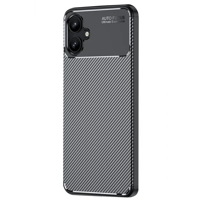 Newface Samsung Galaxy A06 Kılıf Auto Focus Karbon Kapak - Siyah