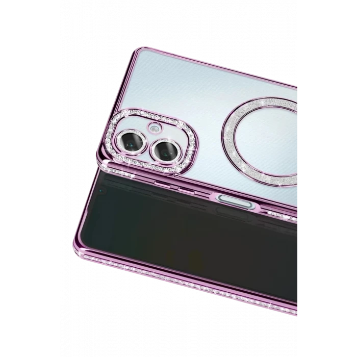 Newface Samsung Galaxy A07 4G Joke Simli Magneticsafe Kılıf - Derin Mor