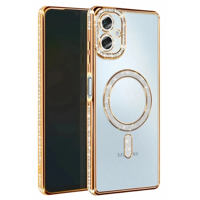 Newface Samsung Galaxy A07 4G Joke Simli Magneticsafe Kılıf - Gold