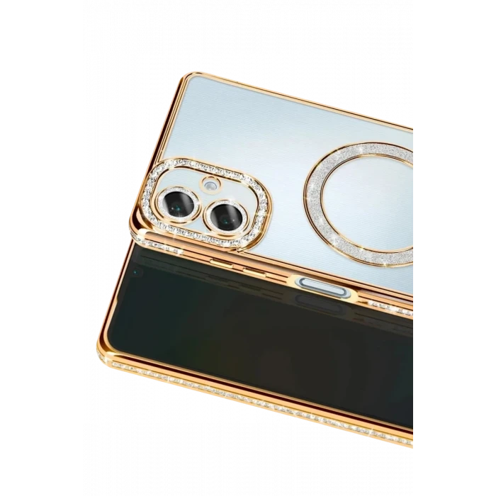Newface Samsung Galaxy A07 4G Joke Simli Magneticsafe Kılıf - Gold