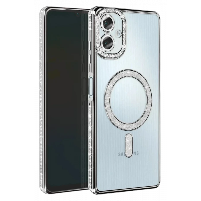 Newface Samsung Galaxy A07 4G Joke Simli Magneticsafe Kılıf - Gümüş