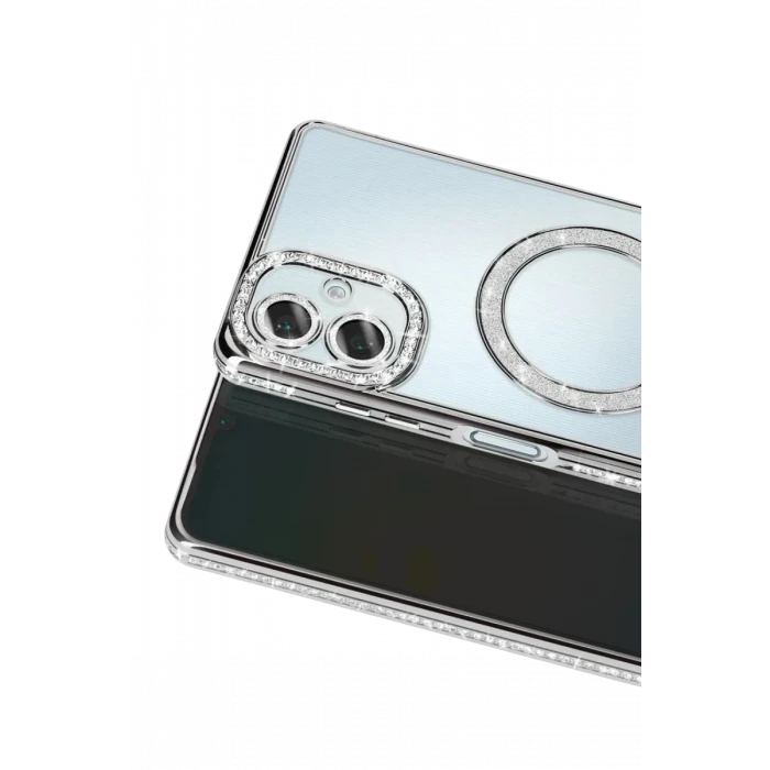 Newface Samsung Galaxy A07 4G Joke Simli Magneticsafe Kılıf - Gümüş