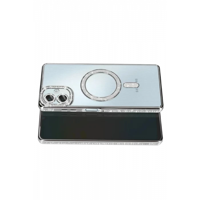 Newface Samsung Galaxy A07 4G Joke Simli Magneticsafe Kılıf - Gümüş