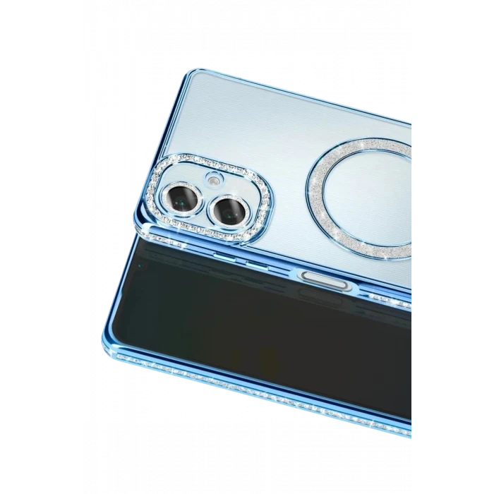 Newface Samsung Galaxy A07 4G Joke Simli Magneticsafe Kılıf - Mavi