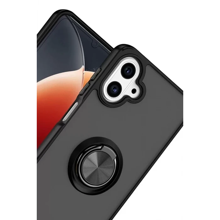 Newface Samsung Galaxy A07 4G Montreal Yüzüklü Silikon Kapak - Siyah