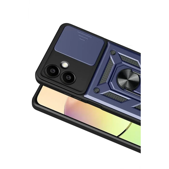 Newface Samsung Galaxy A07 4G Pars Lens Yüzüklü Silikon - Lacivert