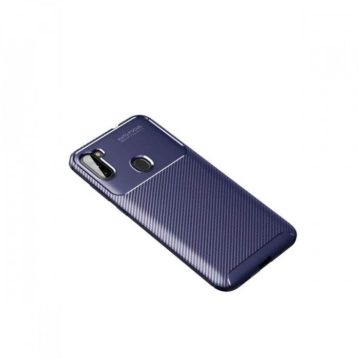 Newface Samsung Galaxy A11 Kılıf Auto Focus Karbon Kapak - Lacivert