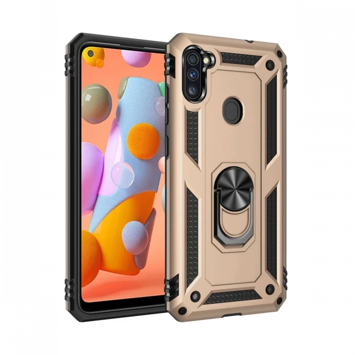 Newface Samsung Galaxy A11 Kılıf Sofya Yüzüklü Silikon Kapak - Gold