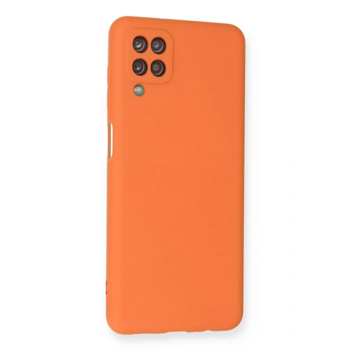 Newface Samsung Galaxy A12 Kılıf Nano içi Kadife Silikon - Turuncu