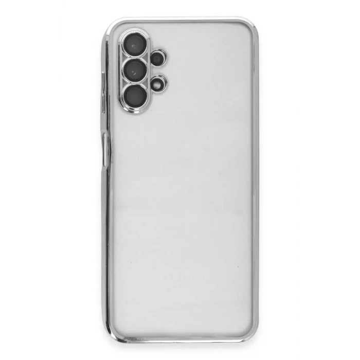 Newface Samsung Galaxy A13 4G Kılıf Razer Lensli Silikon - Gümüş
