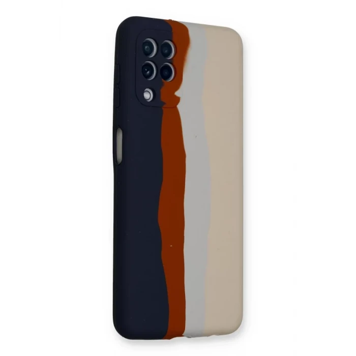 Newface Samsung Galaxy A22 Kılıf Ebruli Lansman Silikon - Lacivert-Krem