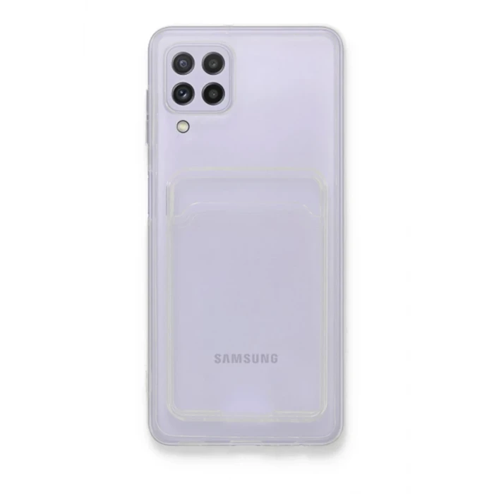 Newface Samsung Galaxy A22 Kılıf Kart Şeffaf Silikon - Şeffaf