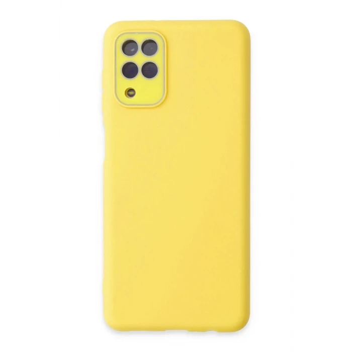 Newface Samsung Galaxy A22 Kılıf Lansman Glass Kapak - Sarı