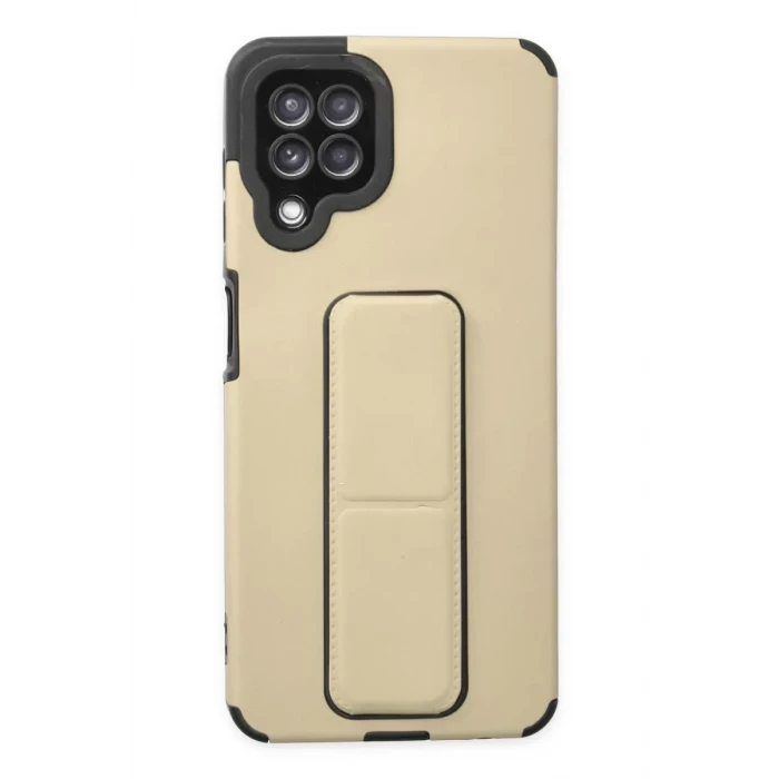 Newface Samsung Galaxy A22 Kılıf Mega Standlı Silikon - Gold
