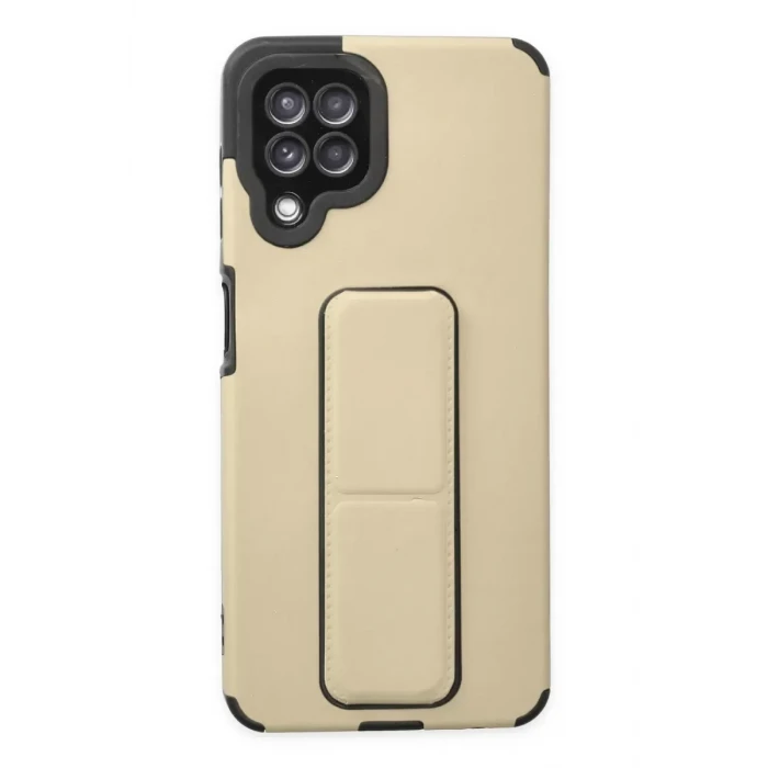 Newface Samsung Galaxy A22 Kılıf Mega Standlı Silikon - Gold