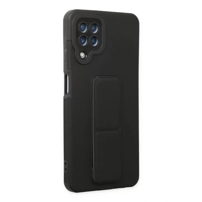 Newface Samsung Galaxy A22 Kılıf Mega Standlı Silikon - Siyah