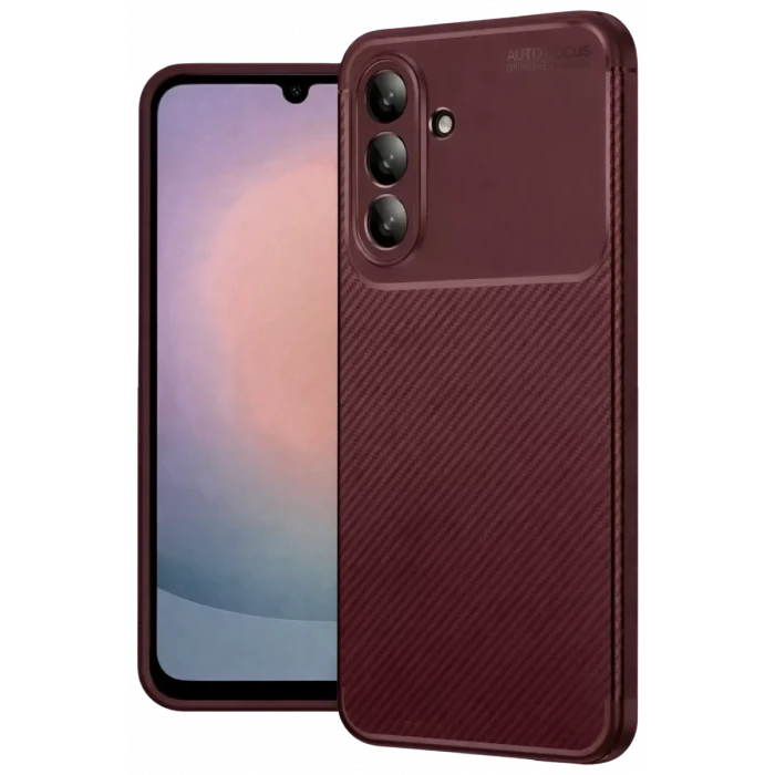 Newface Samsung Galaxy A26 Kılıf Auto Focus Karbon Kapak - Bordo
