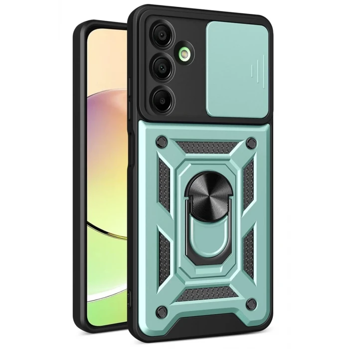 Newface Samsung Galaxy A26 Kılıf Pars Lens Yüzüklü Silikon - Yeşil