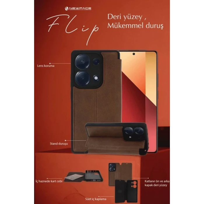 Newface Samsung Galaxy A35 5G Kılıf Flip Cover - Kırmızı