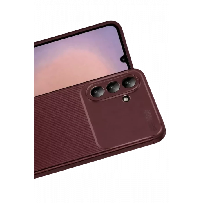 Newface Samsung Galaxy A36 Kılıf Auto Focus Karbon Kapak - Bordo