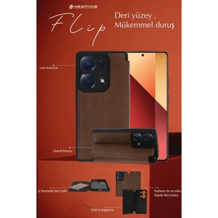 Newface Samsung Galaxy A36 Kılıf Flip Cover - Kırmızı