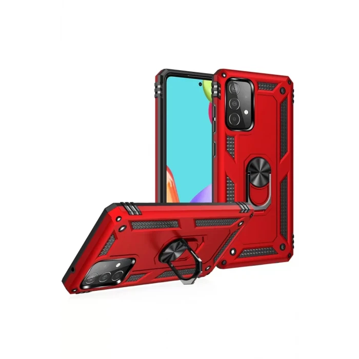 Newface Samsung Galaxy A52 Kılıf Sofya Yüzüklü Silikon Kapak - Kırmızı