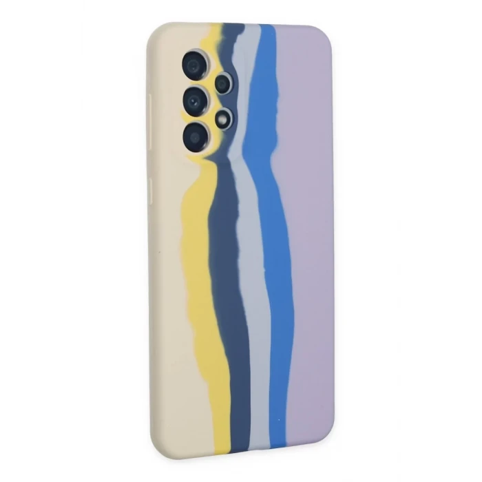 Newface Samsung Galaxy A53 5G Kılıf Ebruli Lansman Silikon - Sarı-Lila