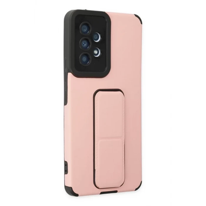 Newface Samsung Galaxy A53 5G Kılıf Mega Standlı Silikon - Pudra