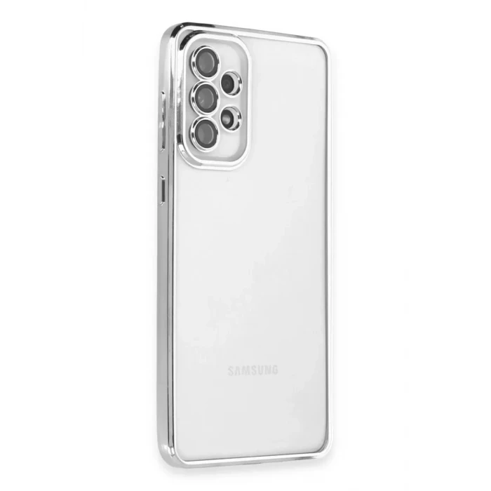 Newface Samsung Galaxy A53 5G Kılıf Razer Lensli Silikon - Gümüş