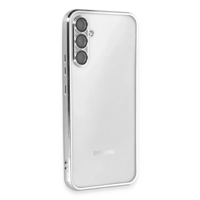 Newface Samsung Galaxy A54 5G Kılıf Razer Lensli Silikon - Gümüş