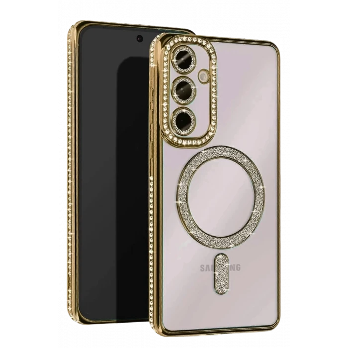 Newface Samsung Galaxy A56 Joke Simli Magneticsafe Kılıf - Gold