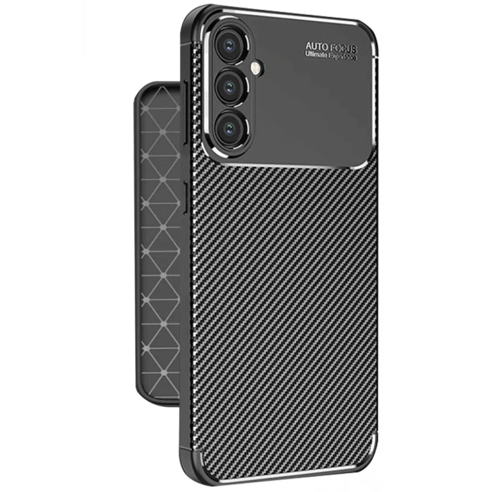 Newface Samsung Galaxy A56 Kılıf Auto Focus Karbon Kapak - Siyah