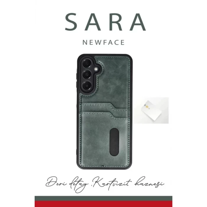 Newface Samsung Galaxy A56 Kılıf Sara Kartvizitli Deri Kılıf - Taba
