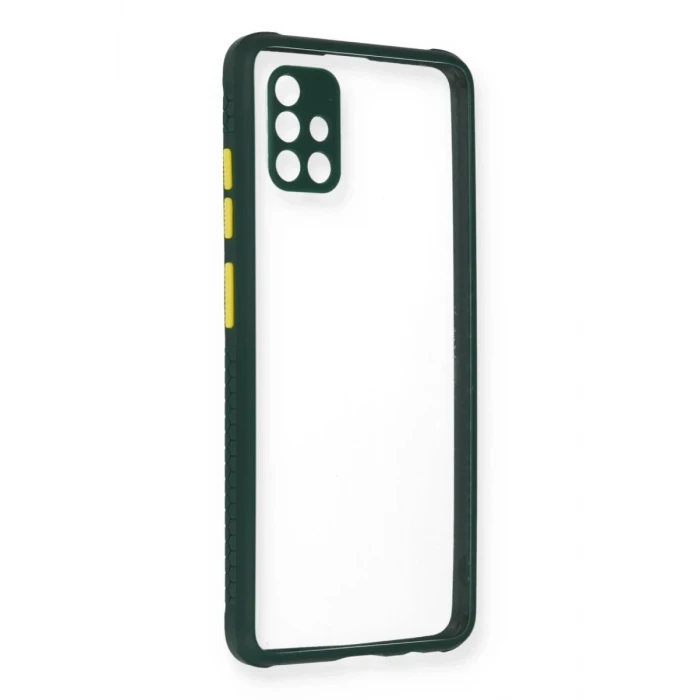 Newface Samsung Galaxy A71 Kılıf Miami Şeffaf Silikon - Koyu Yeşil