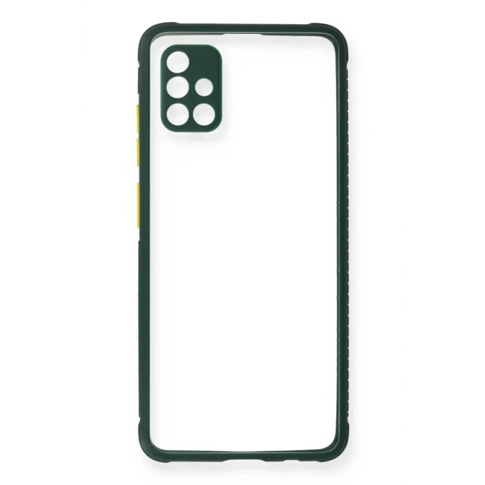 Newface Samsung Galaxy A71 Kılıf Miami Şeffaf Silikon - Koyu Yeşil