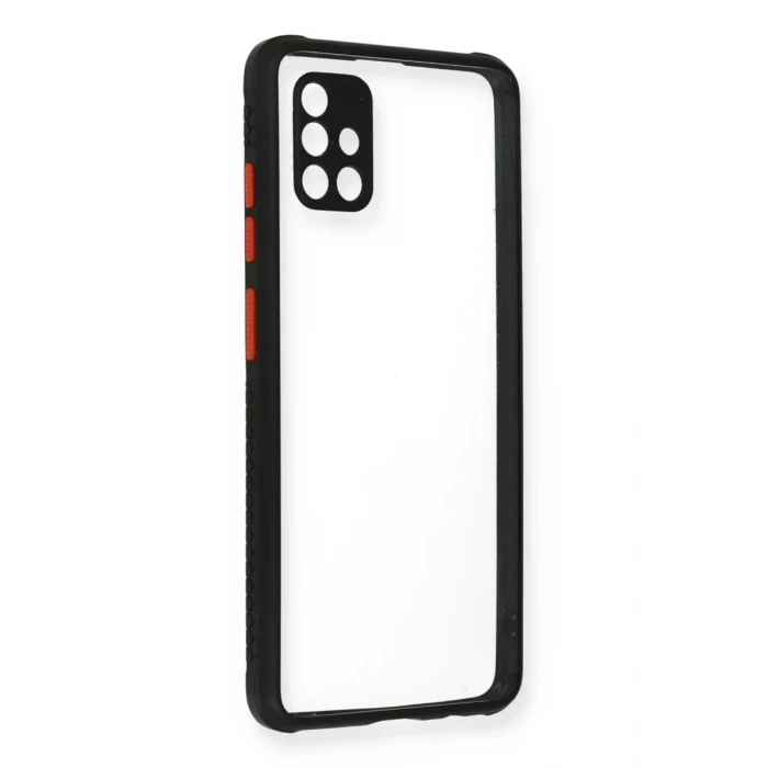 Newface Samsung Galaxy A71 Kılıf Miami Şeffaf Silikon - Siyah