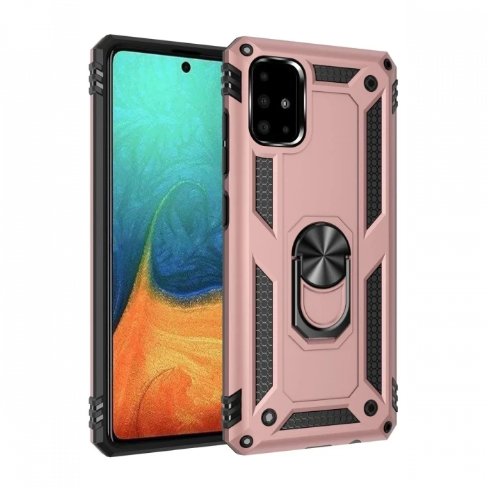Newface Samsung Galaxy A71 Kılıf Sofya Yüzüklü Silikon Kapak - Rose