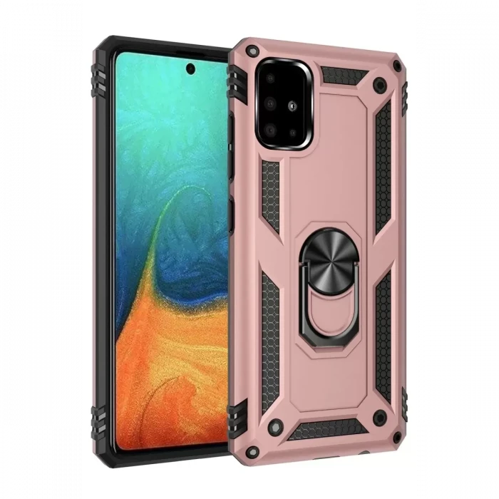 Newface Samsung Galaxy A71 Kılıf Sofya Yüzüklü Silikon Kapak - Rose