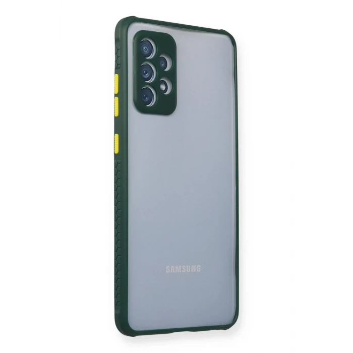 Newface Samsung Galaxy A72 Kılıf Miami Şeffaf Silikon - Koyu Yeşil